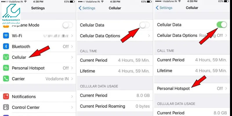 چگونه در آیفون 7 هات اسپات کنیم؟
