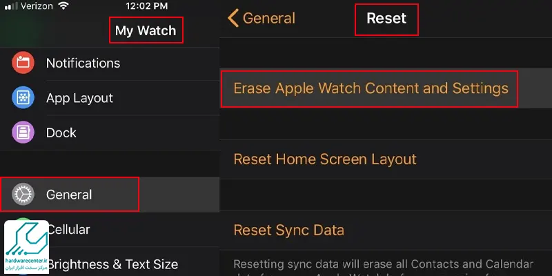 حذف رمز Apple Watch با آیفون
