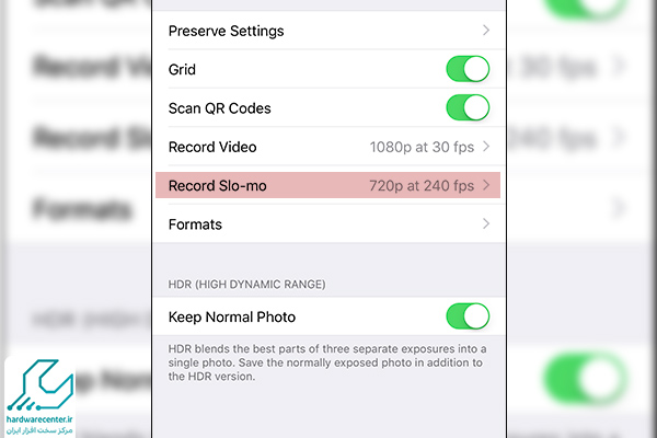 تنظیم حالت اسلوموشن در دوربین موبایل اپل