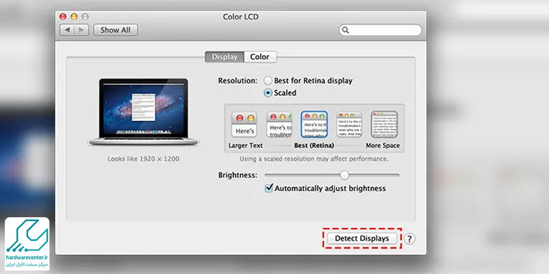 رفع مشکل تصویر نداشتن مک بوک با بررسی تنظیمات نمایشگر