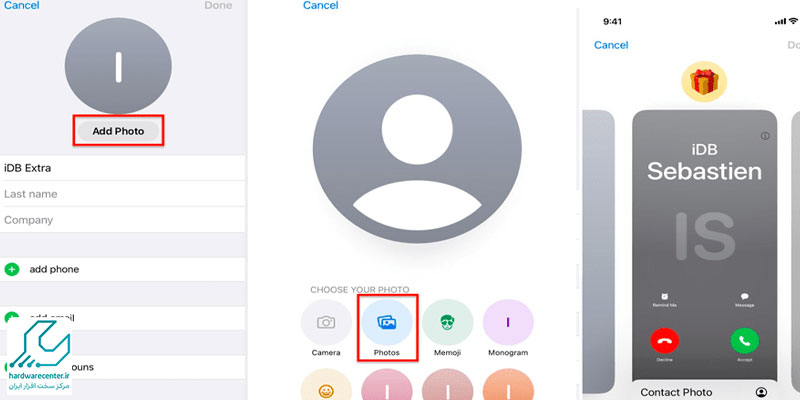 انتخاب عکس برای مخاطبین آیفون