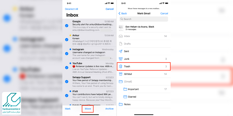 بازیابی ایمیل‌ های حذف شده برنامه Mail