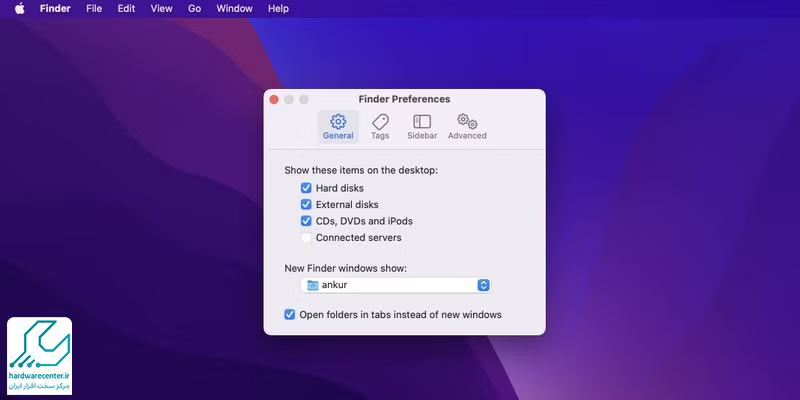 اجرای فایندر و استفاده از میانبرهای صفحه کلید