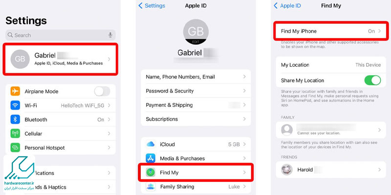 آموزش گام به گام فعال کردن Find My آیفون