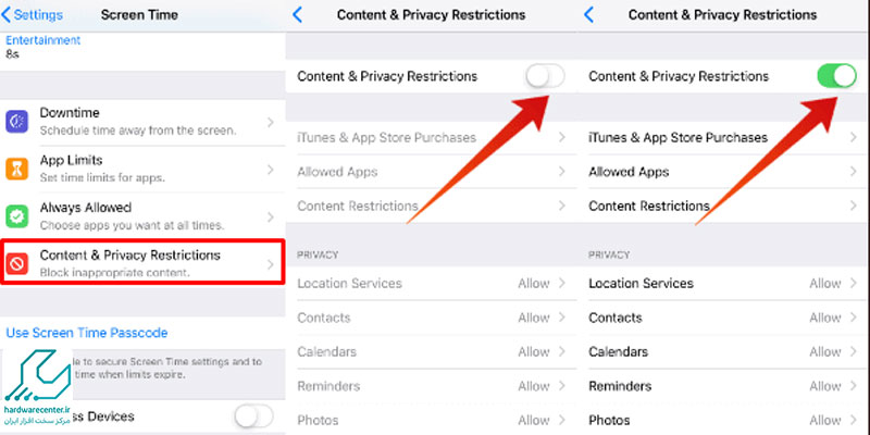 پنهان کردن برنامه ها در آیفون با استفاده از محدودیت‌ها (Restrictions)