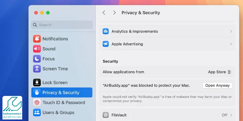 باز کردن برنامه پس از نصب فایل dmg در مک